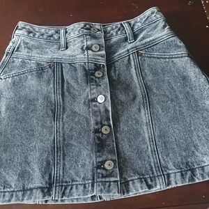 Denim Button-Front Skirt